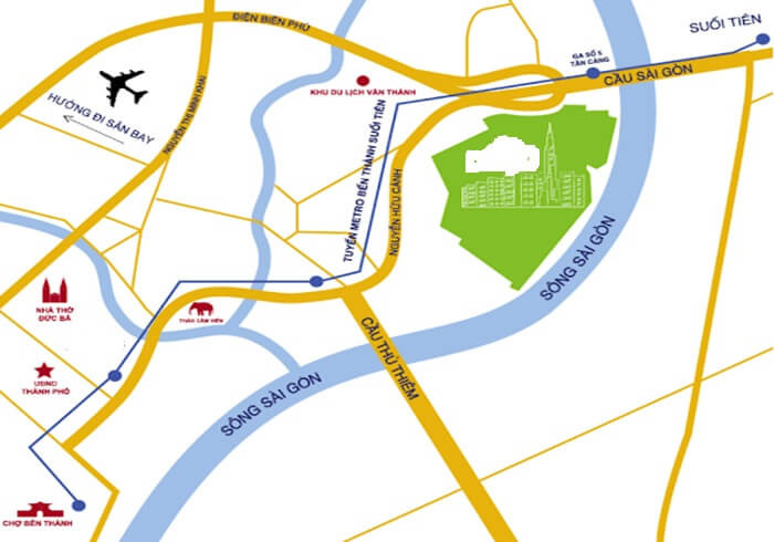 Bản đồ chỉ dẫn lối vào chính của khu phức hợp Landmark 81