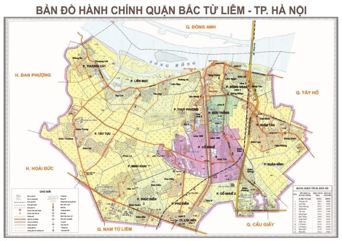 Bản đồ hành chính quận Bắc Từ Liêm hiển thị vị trí của Vincom Plaza