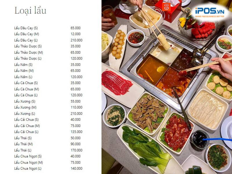 Bảng giá nước lẩu đa dạng tại Haidilao Vincom Times City