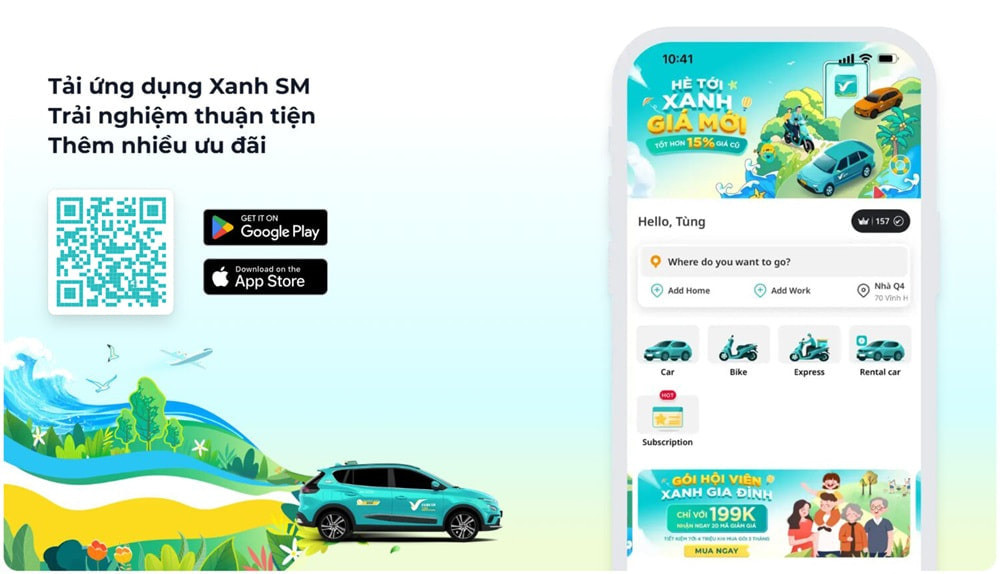 Đặt xe Xanh SM qua ứng dụng để đến CGV Vincom Metropolis Liễu Giai nhanh chóng