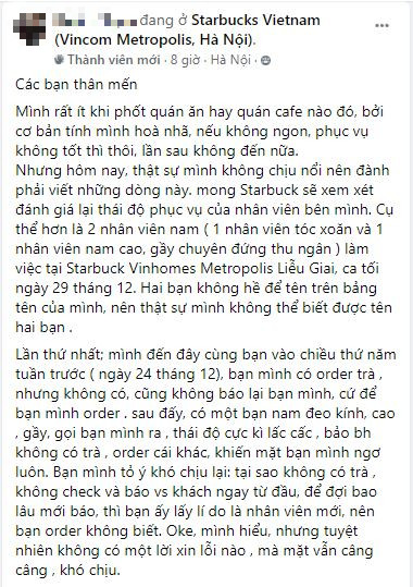 Hình ảnh chụp màn hình bài viết của vị khách trên một hội nhóm.
