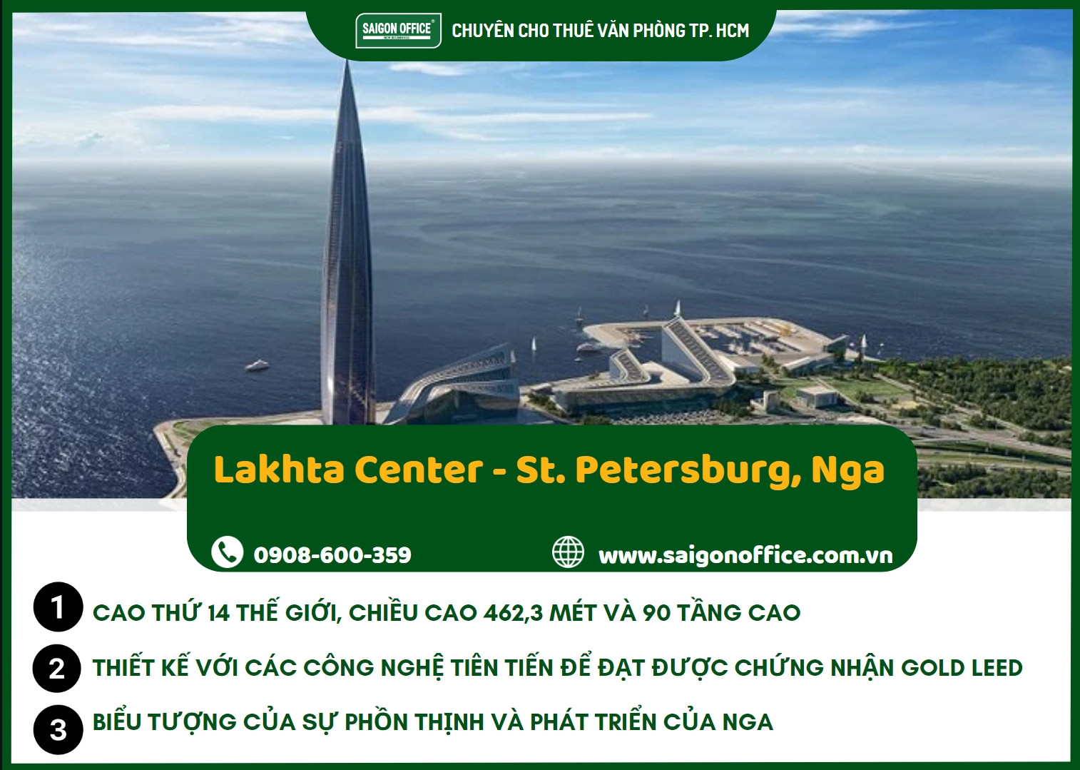 Lakhta Center, tòa tháp cao nhất Châu Âu, biểu tượng kiến trúc hiện đại của St. Petersburg