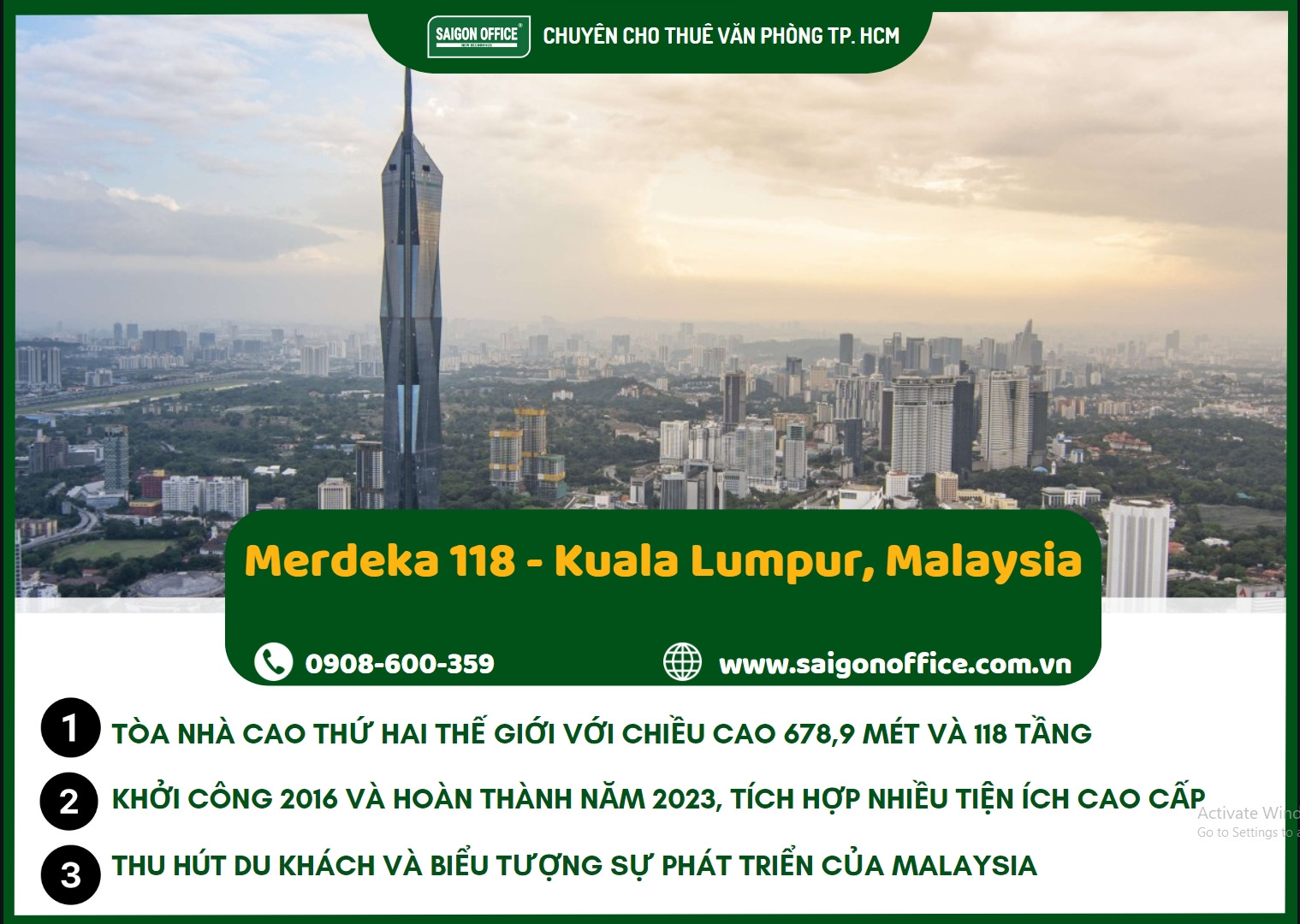 Merdeka 118, tòa tháp chọc trời cao thứ hai thế giới, biểu tượng của Kuala Lumpur