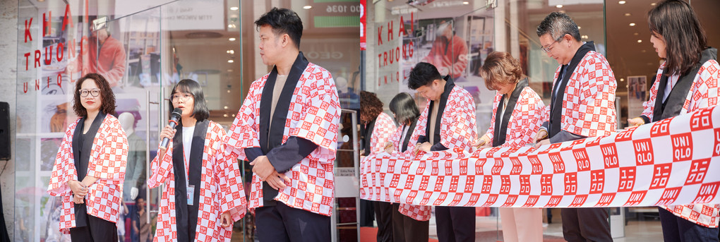 Nghi thức cắt băng khai trương cửa hàng Uniqlo Vincom Bà Triệu