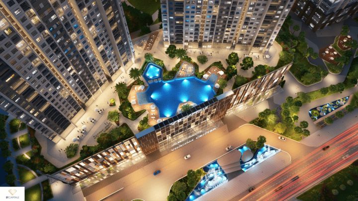 Phối cảnh tổng thể dự án Vincom D'Capitale Trần Duy Hưng nhìn từ trên cao