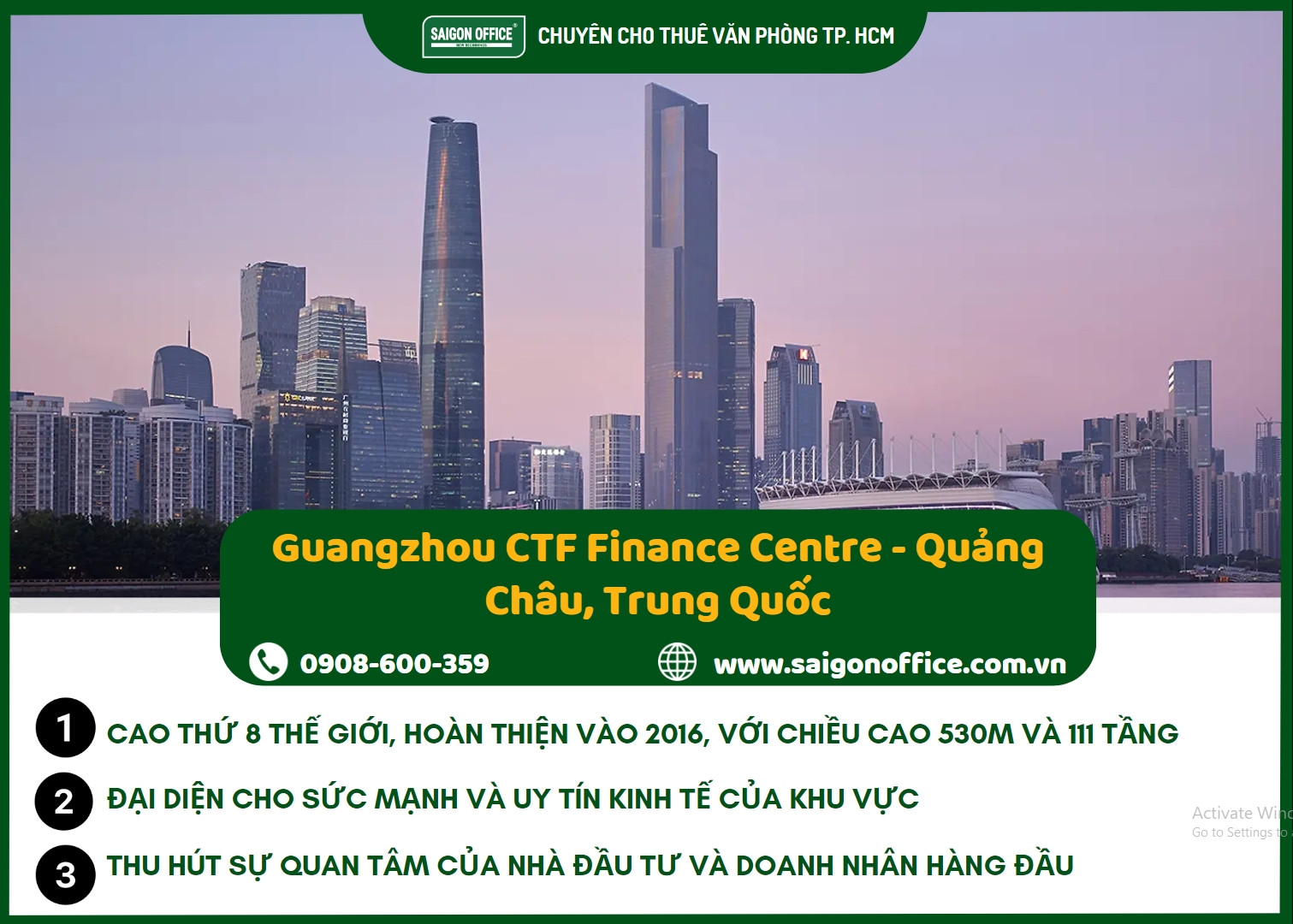 Trung tâm Tài chính CTF Quảng Châu, một công trình cao tầng ấn tượng tại Trung Quốc